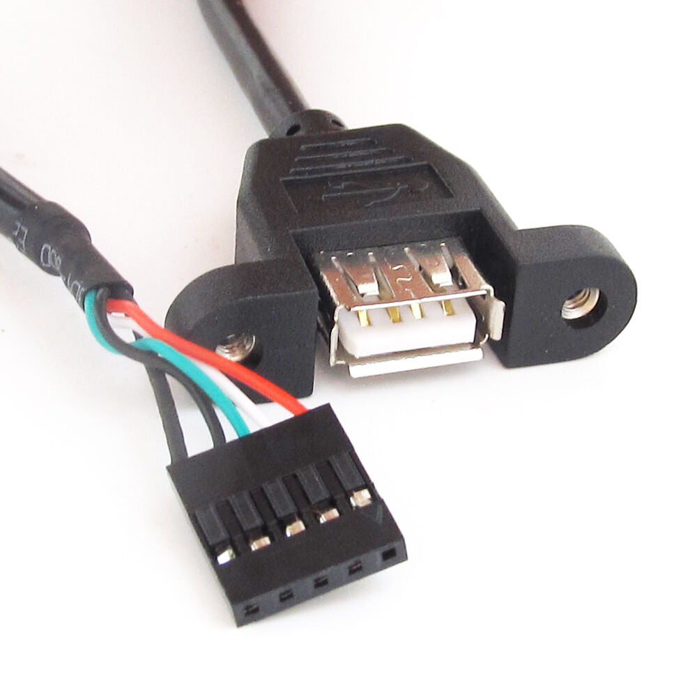1pc Black 30cm/1ft USB Internal 5 Pin Header to USB A Female Jack Adapter Cable