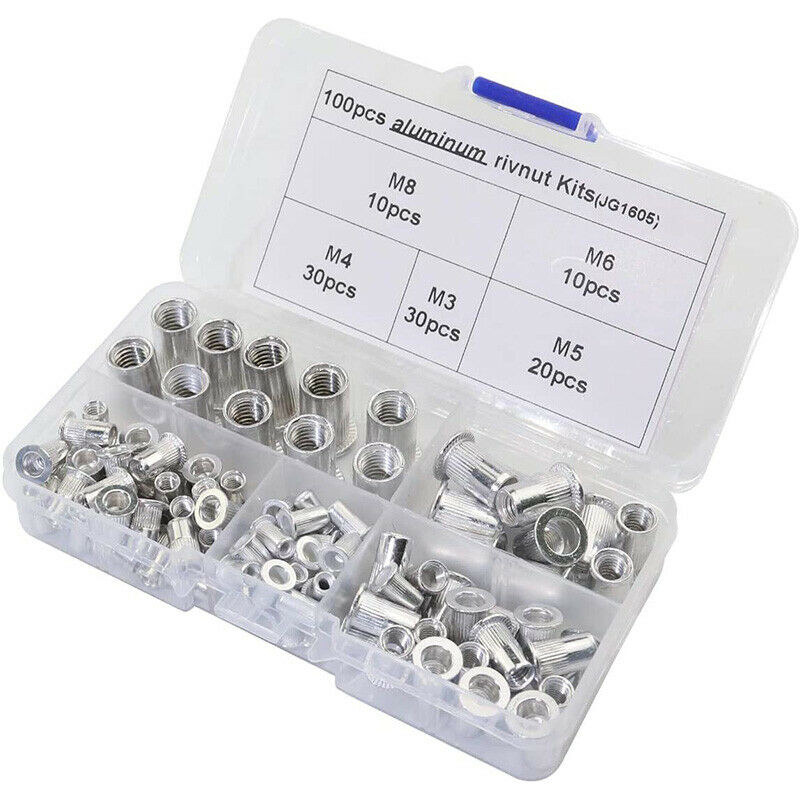 2X(Aluminum Alloy Rivetnut Flat Head Threaded Rivet Nut Insert Nutsert Cap C7K1)