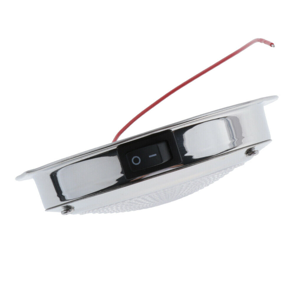 12V 2W Stainless Steel Dome Light Marine RV Interior White Ceiling Lamp 4.3"