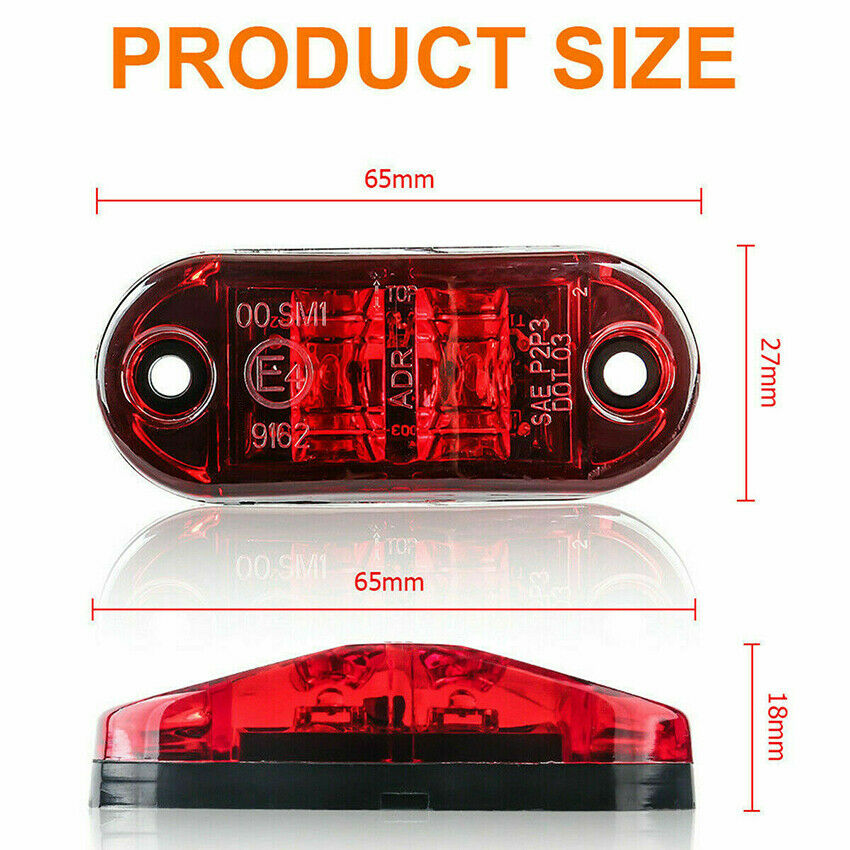 10X Amber Red LED Car Truck Trailer RV Oval 2.5" Side Clearance Marker Lights