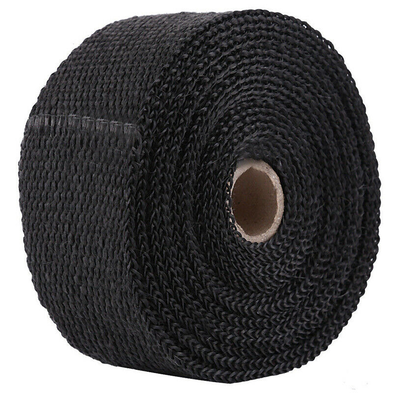 Roll 5M Black Fiberglass Exhaust Manifold Header Pipe Heat Wrap Tape +4 Ties NC