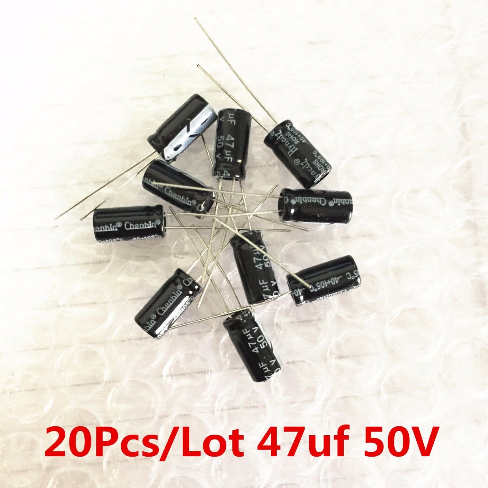 50Pcs Aluminum Electrolytic Capacitors Radial 47uF 50V