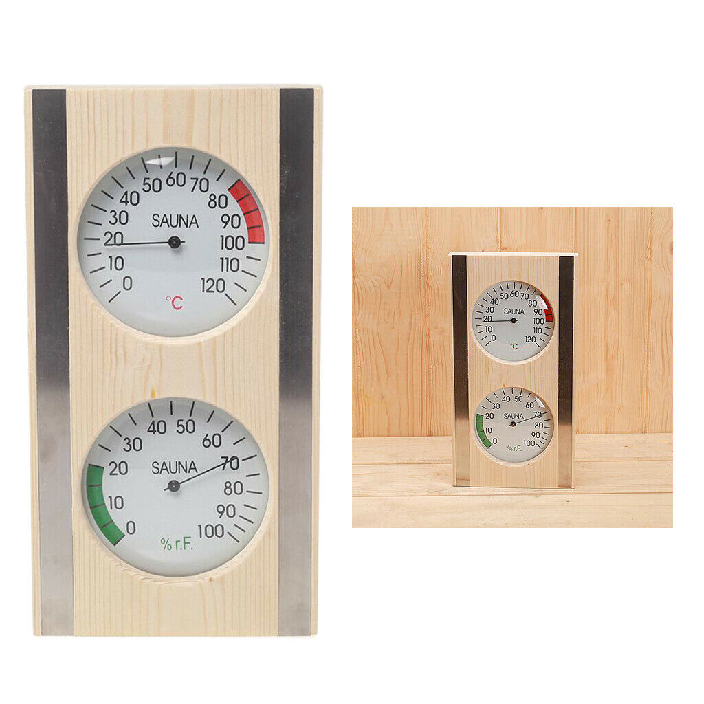 Wood Grain Sauna Thermometer Hygrometer Digital 2 In 1 Vertical Sauna Room