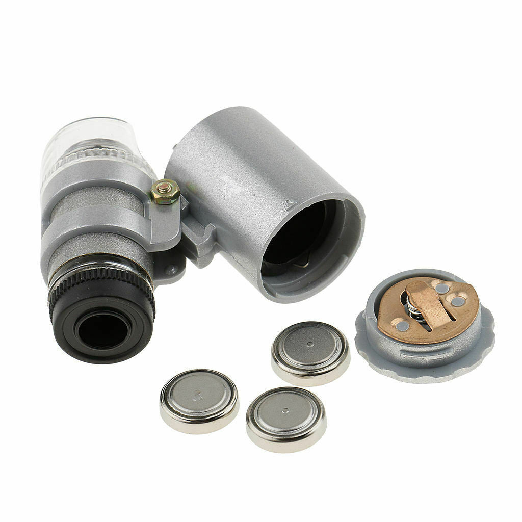 2pcs 60X Pocket Magnifier Miscroscope Jewelry Eye Loupe Currency Detector