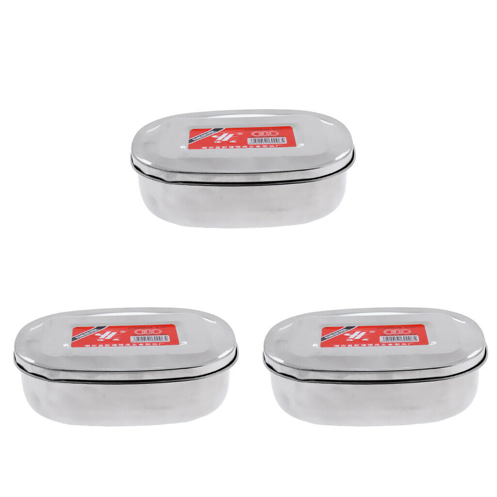 Pack 3 Stainless Steel Student Bento Lunch Box Dinner Food Container Small