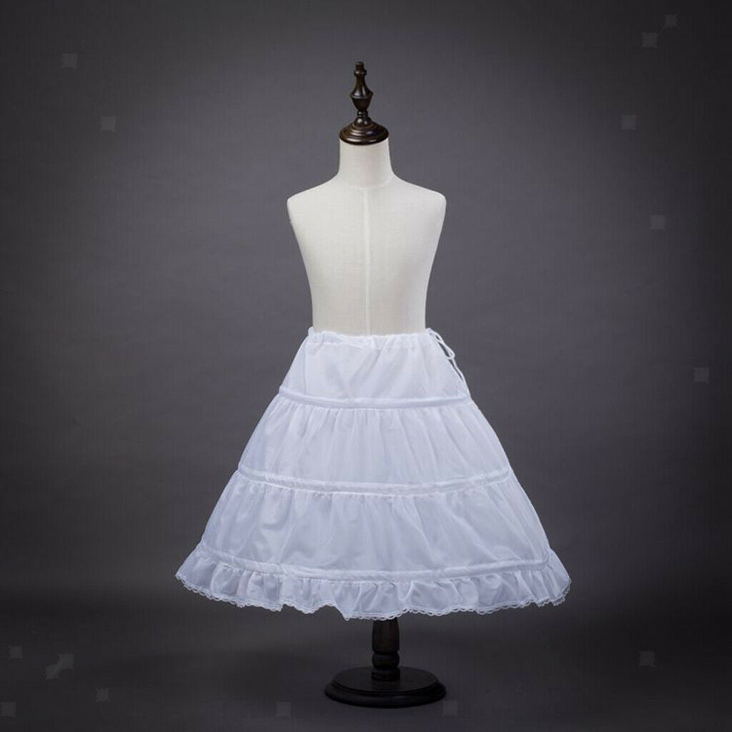 Flower Girl Children 3 Hoop Underskirt Kid Wedding Crinoline Petticoat 2-14Y