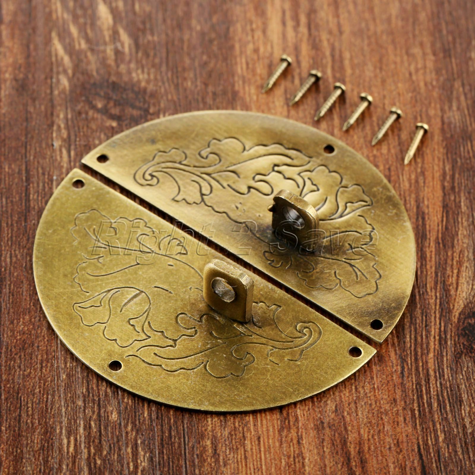 Retro Jewelry Box Latch Catch Hasp 60mm Round Chest Cabinet Clasp Buckle Carved
