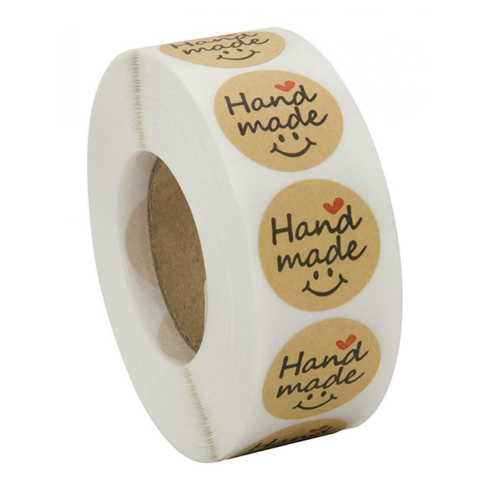 500x Kraft Paper Stickers Handmade Sticky Labels Gift Seals Decals Decors