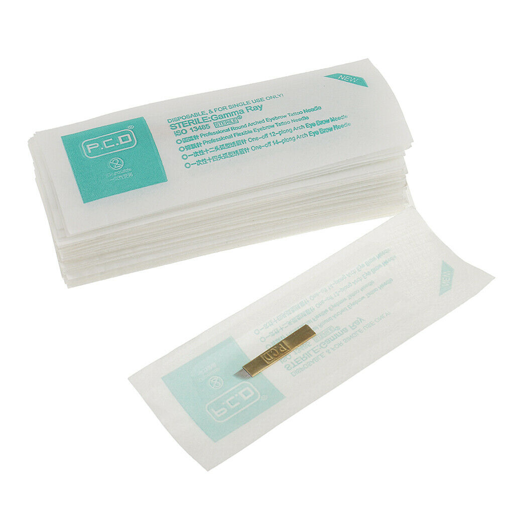 50Piece PCD 12Pin Permanent Makeup Eyebrow Tattoo Blade Microblading Needles