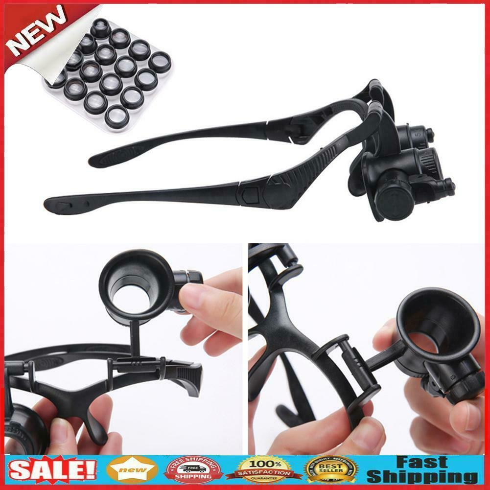Multi-Power Double Lights Magnifier Glasses Loupe Magnifying Glass w/Lens @