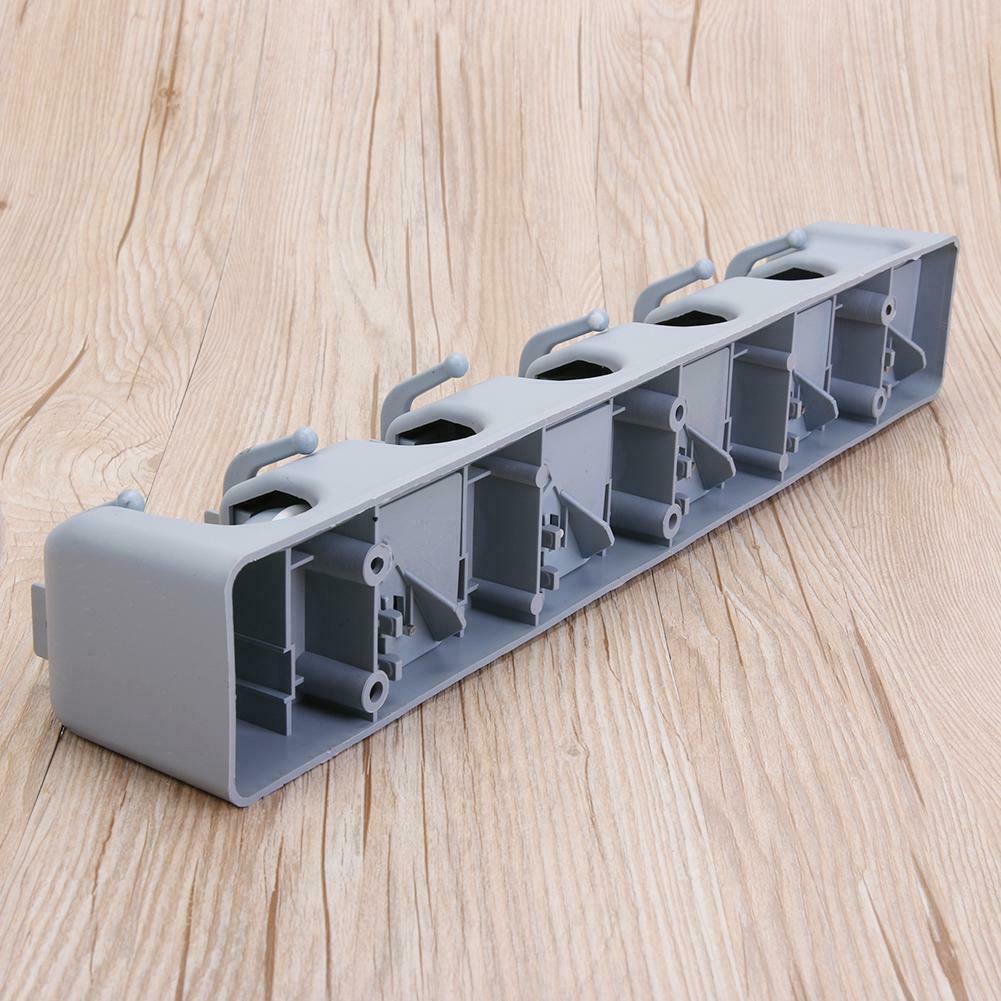 ABS Plastic Mop Holder Broom Organizer 5 Slots 6 Hooks Wall Mounted @