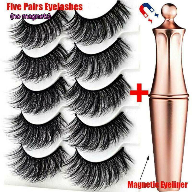 Waterproof Magnetic Eyeliner with 5 Pairs Eyelashes and Tweezer Long Lashes US-