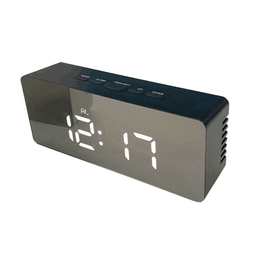 Digital Electronic Alarm Clock Indoor Temperature Display 12H/24H Black
