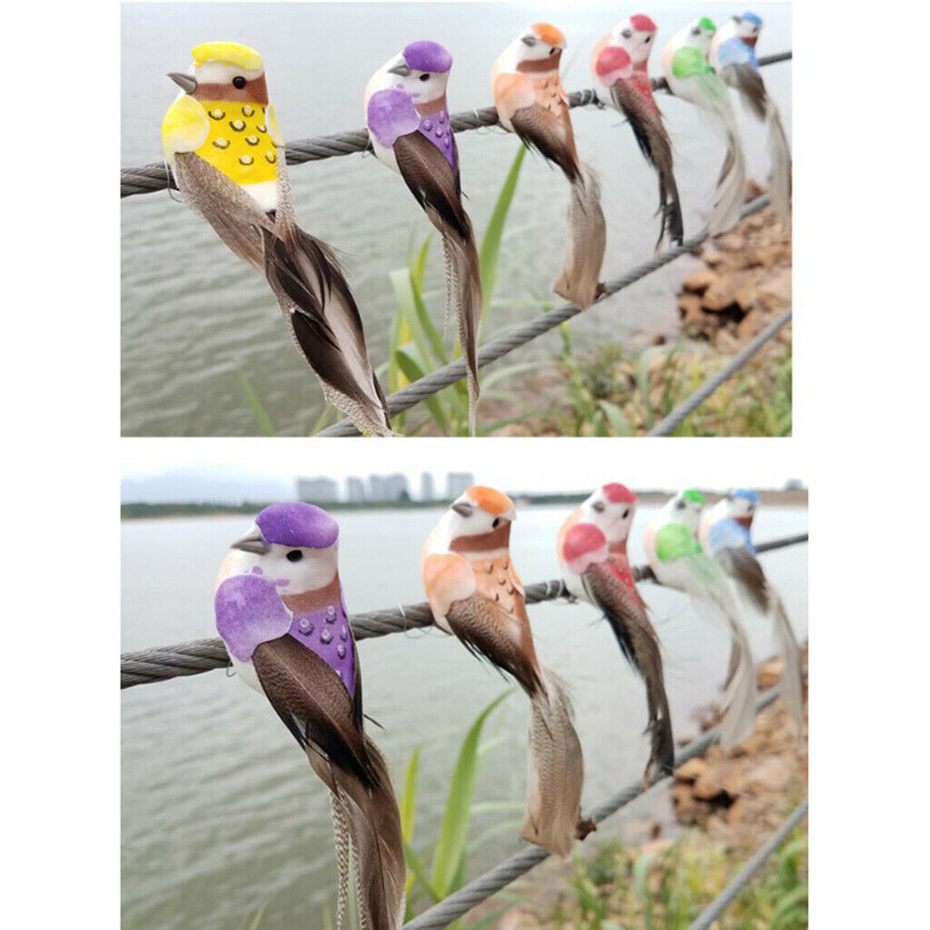 2pcs Colours Artificial Feathered Foam Birds Garden Home Decoration Green