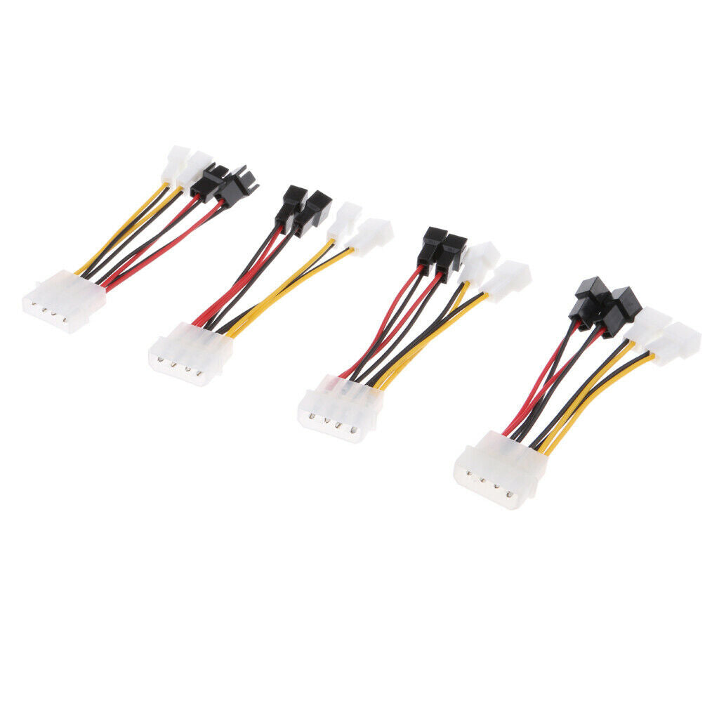 4pieces 4-Pin  to 4x 3-Pin 5V & 12V Fan Power Connectors Adapter Cable