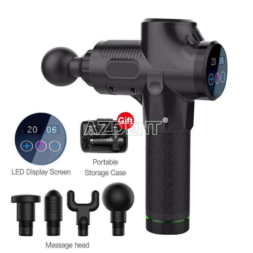 Upgrade 30 Speeds Electric Massage Gun Muscle Therapy Guns Tools 4 Tips Black