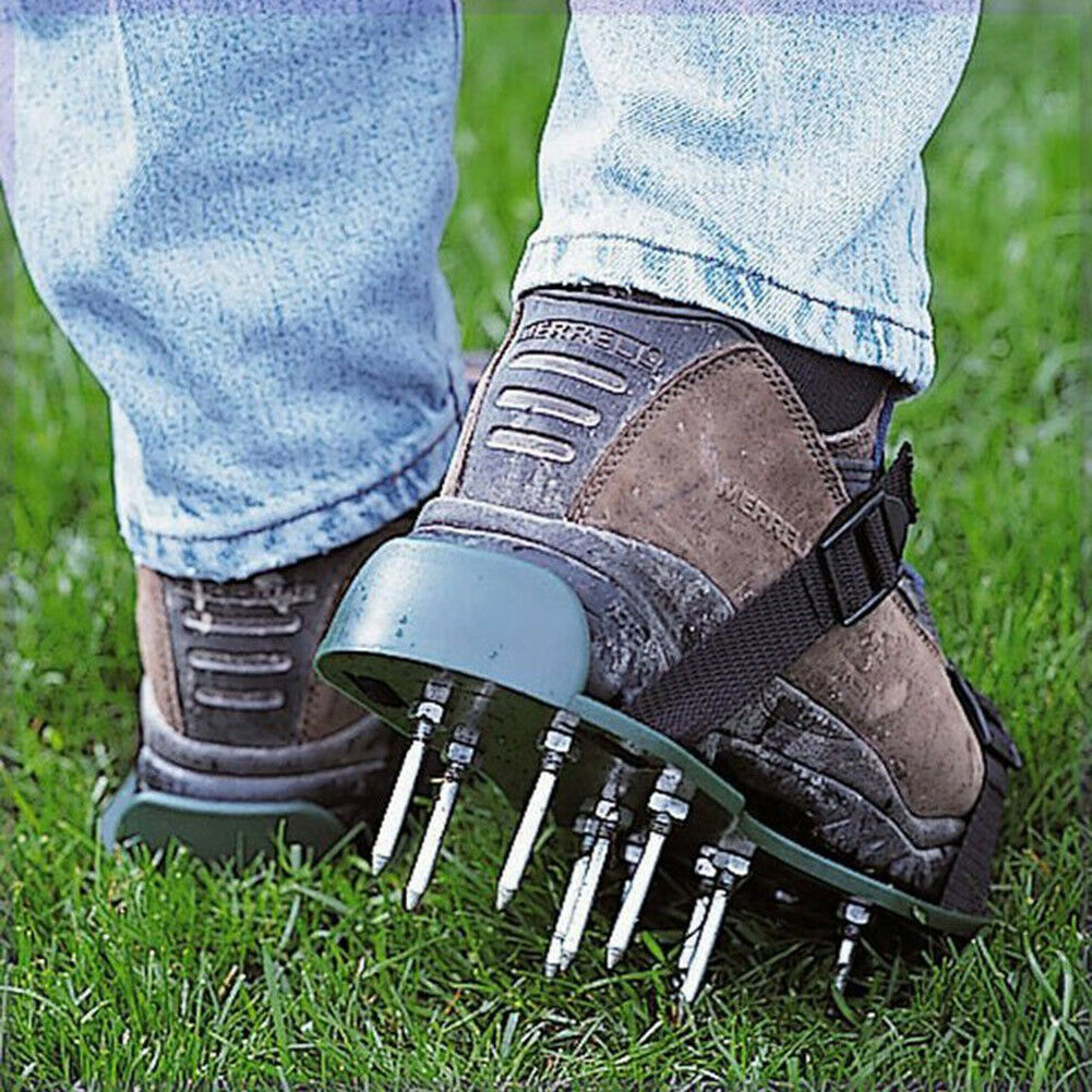 1 Pair Grass Spiked Gardening Walking Revitalizing Lawn Aerator Cultivator Yard
