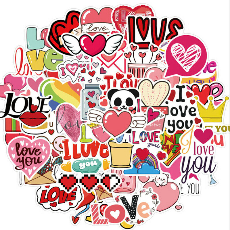 Cartoon Valentine's Day Stickers For Laptop Phone Skateboard DIY Scrapbook*5BDA