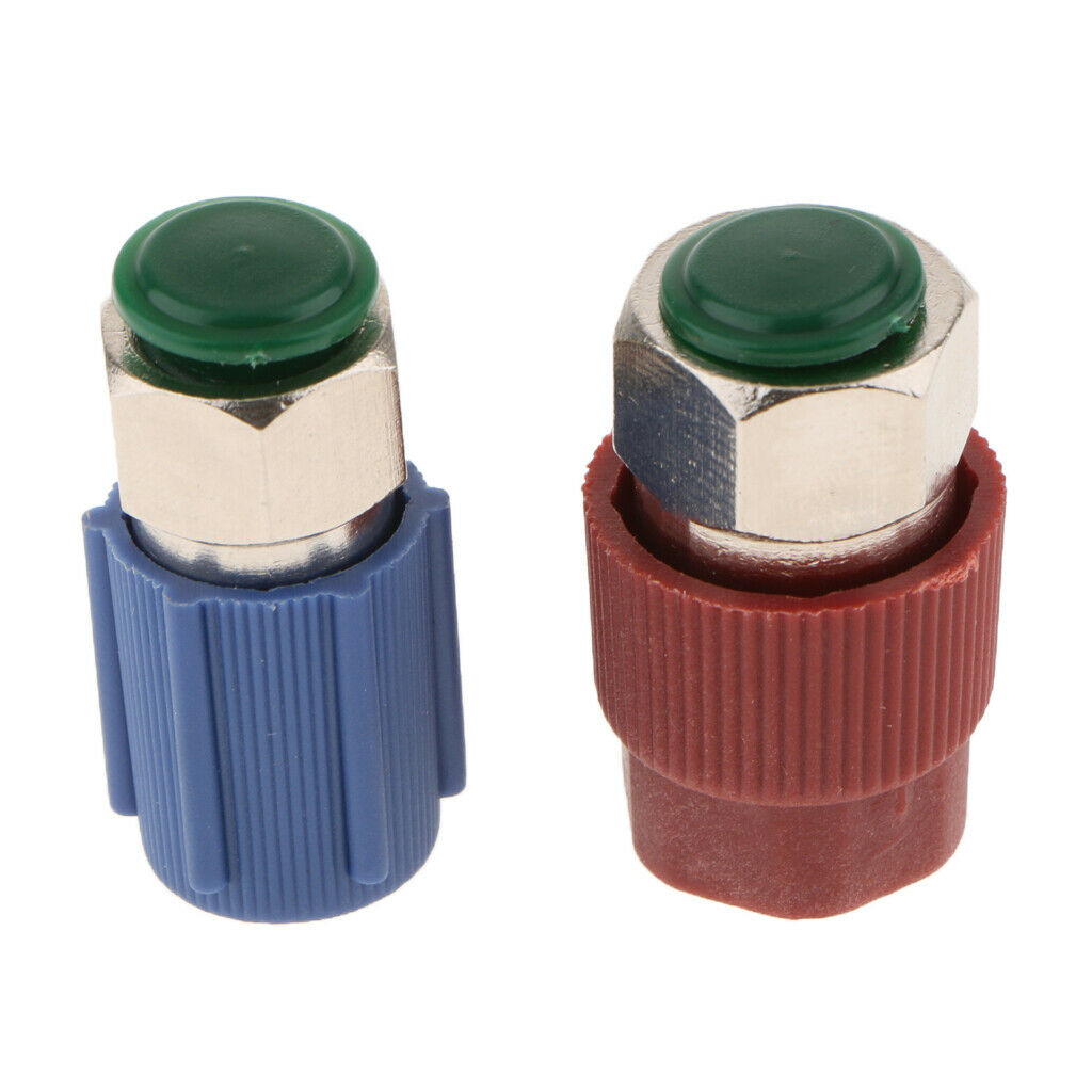 2pcs 1/4SAE A/C Charging Port Adapters Hi/ Low Retrofit R12 R22 to R134a