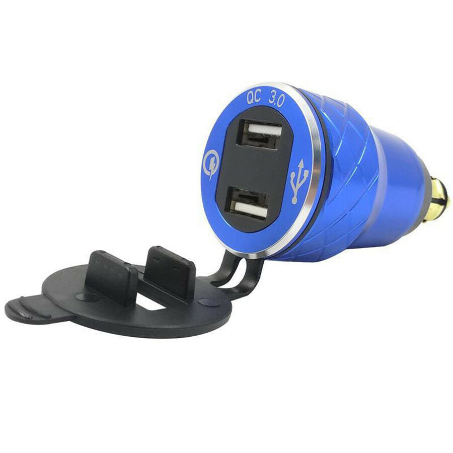 Blue Dual USB Cigarette Lighter 4.2A Phone Charger with Waterproof Cover for BMW