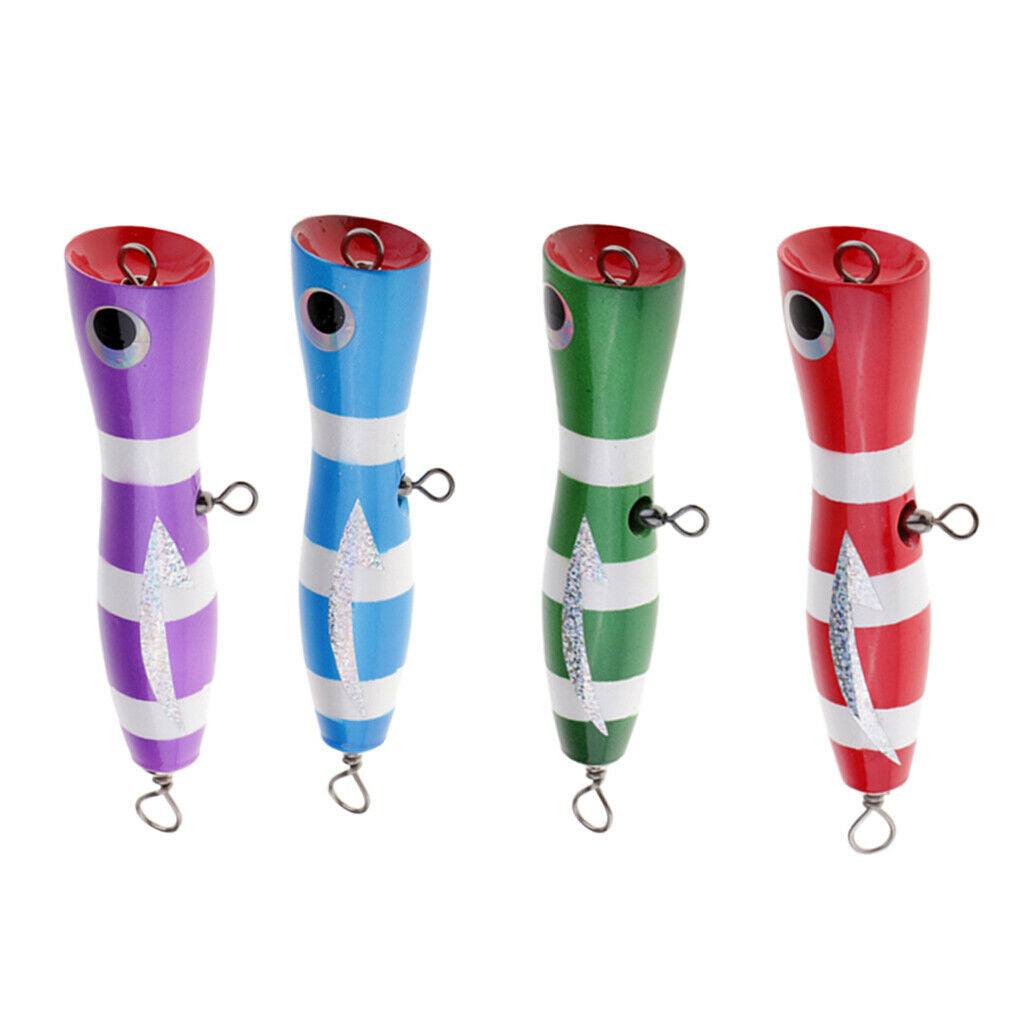Wood Popper Lure Hard Bait Big Game Trolling Top Water Crankbaits Purple