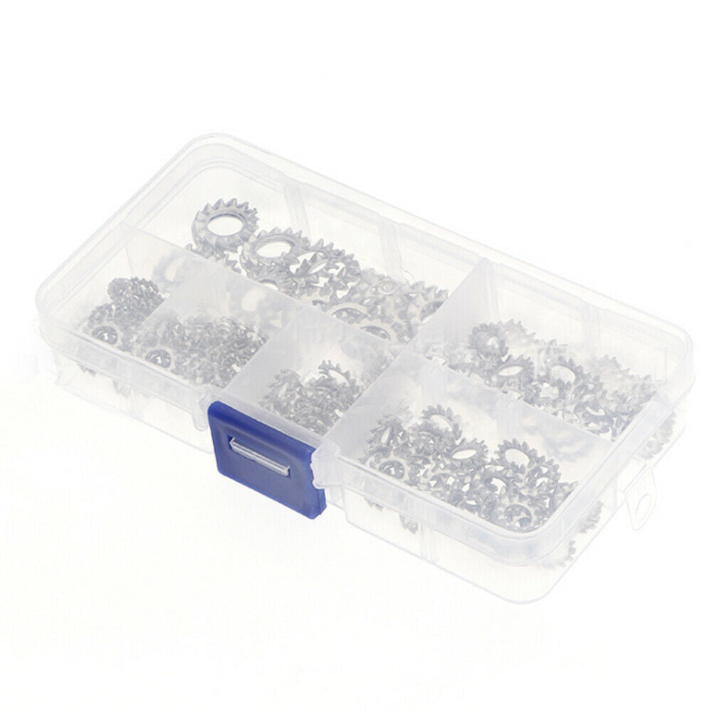 Outer Serrated Stainless Steel Tooth Lock Washer Anti-Loose M2.5-M8 300Pcs Kit