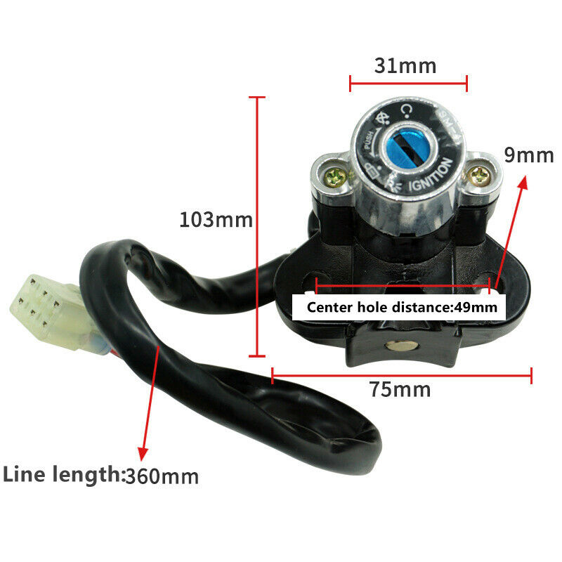Universal Motorcycle Bikes Modified Lgnition Switch Lock with 2pcs Key Set Kit