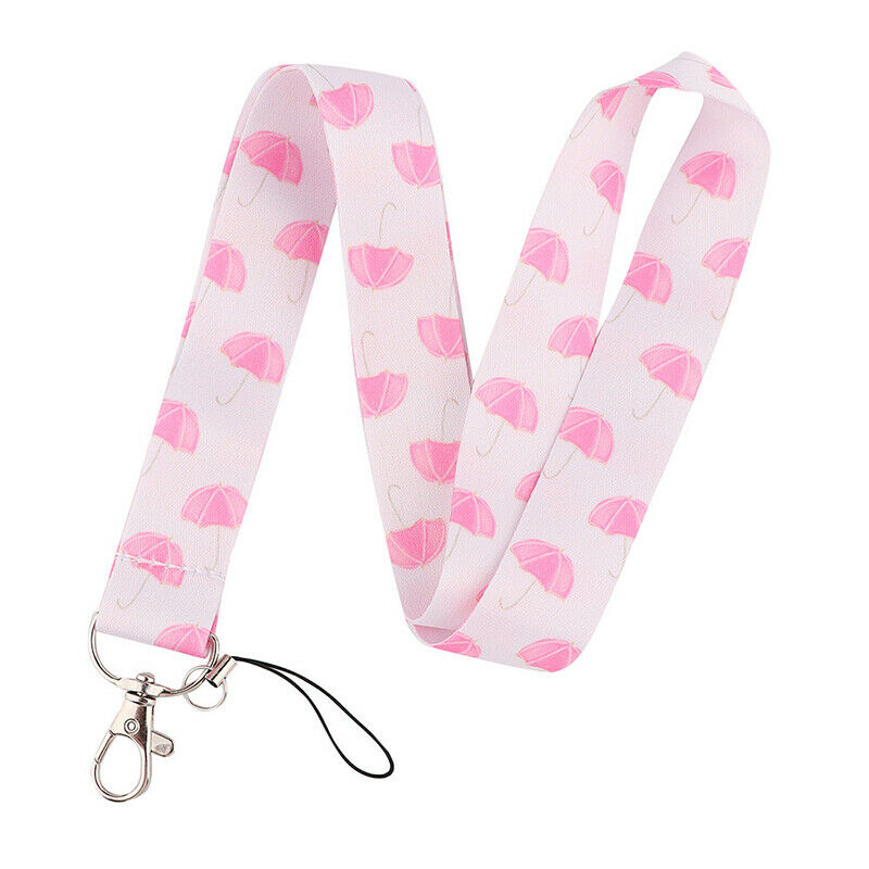 Rainy day pink umbrella mobile phone rope ID card tag key chain hanging r JYDFA