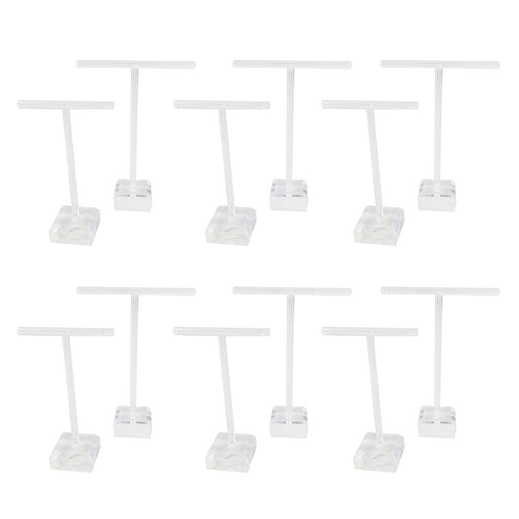 12Pcs Earrings Shelf Display Rack Acrylic Showcase Jewelry T Shape Stand Holder