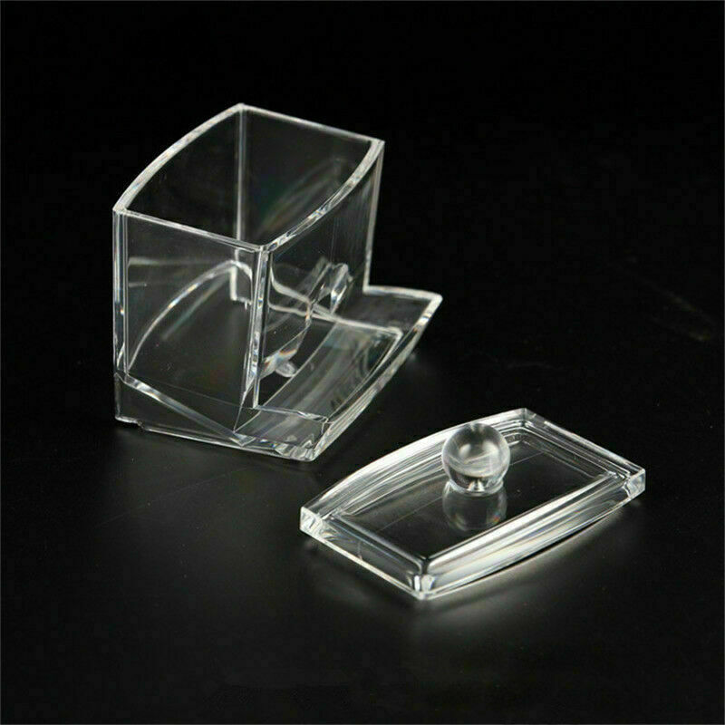 Protable Clear Acrylic Organizer Box Cosmetic Holder Cotton Pad Swab Makeup Case