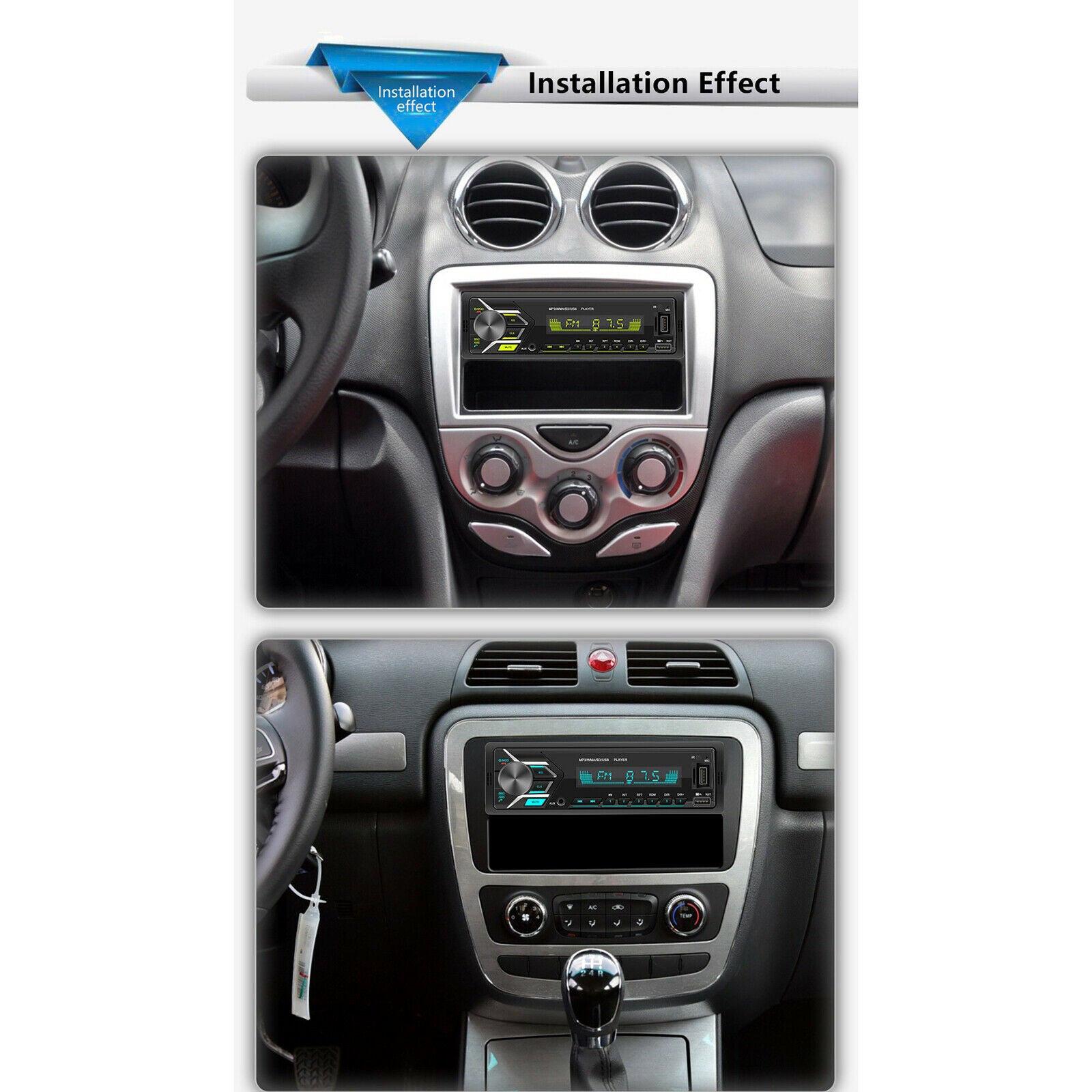 Audio Bluetooth Car Stereo Support CD AM/FM AUX Input Remote Control 7 Color