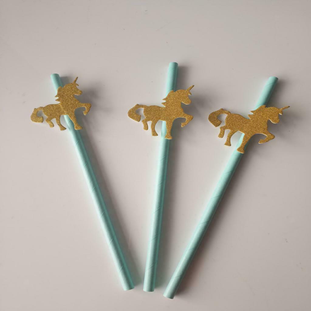 Unicorn Paper Straws Drinking Straws Kids Party Paper Tableware Drinks #4