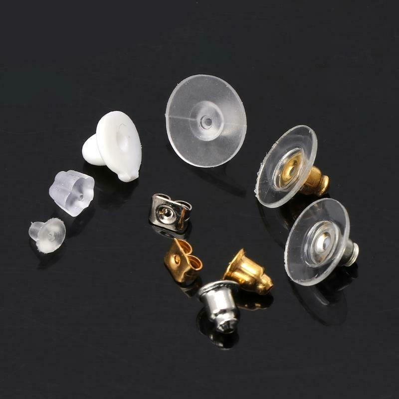 400Pcs Hypoallergenic Silicone Metal Assorted Earring Backs Box Jewelry Findings