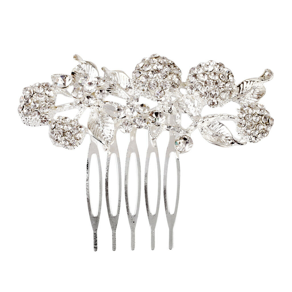 Bridal Wedding Flower Leaf Rhinestone Hair Comb Hair Accessories