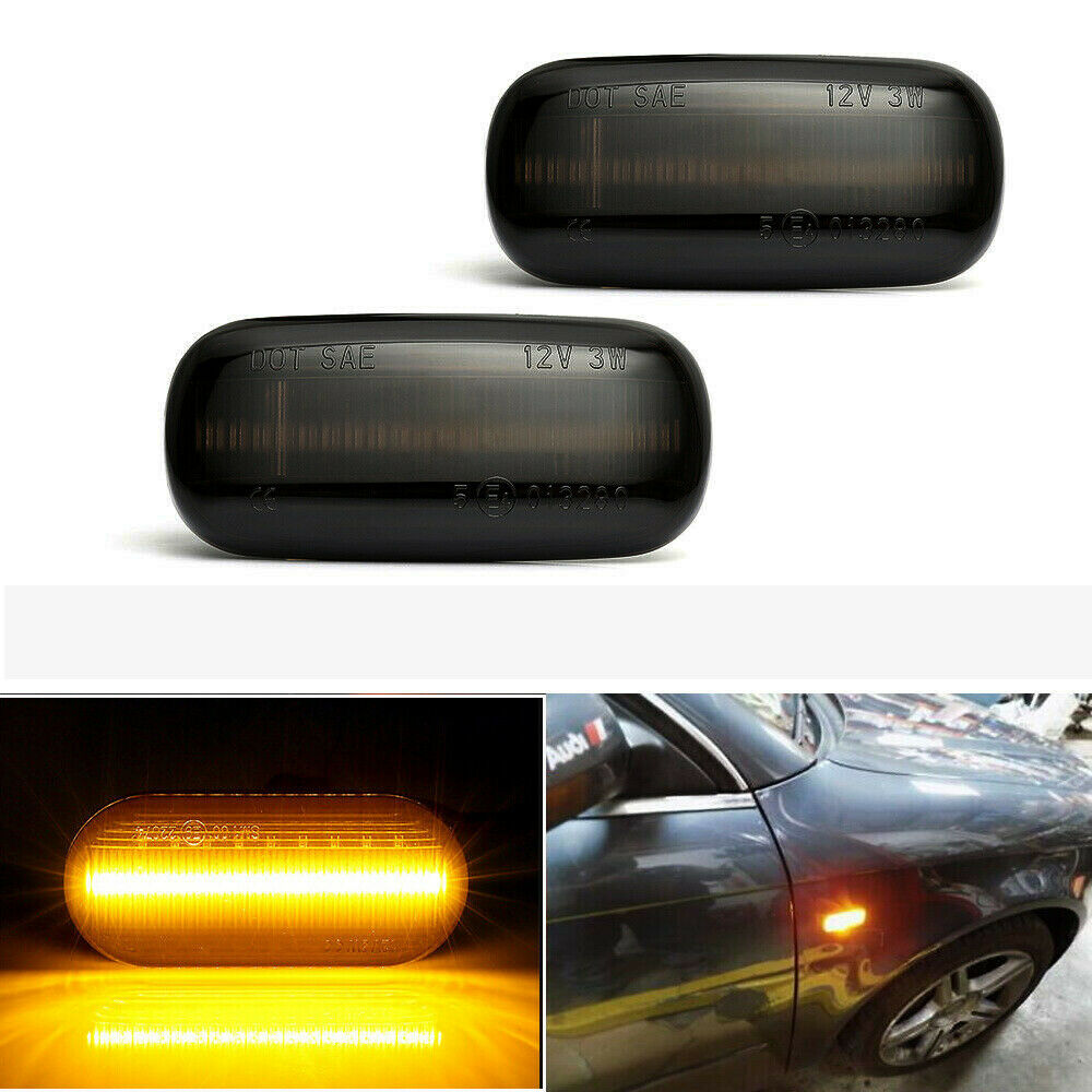 2X Dynamic Smoked LED Side Marker Signal Light for Audi A4 S4 B6 B7 A6 S6 RS6 C5