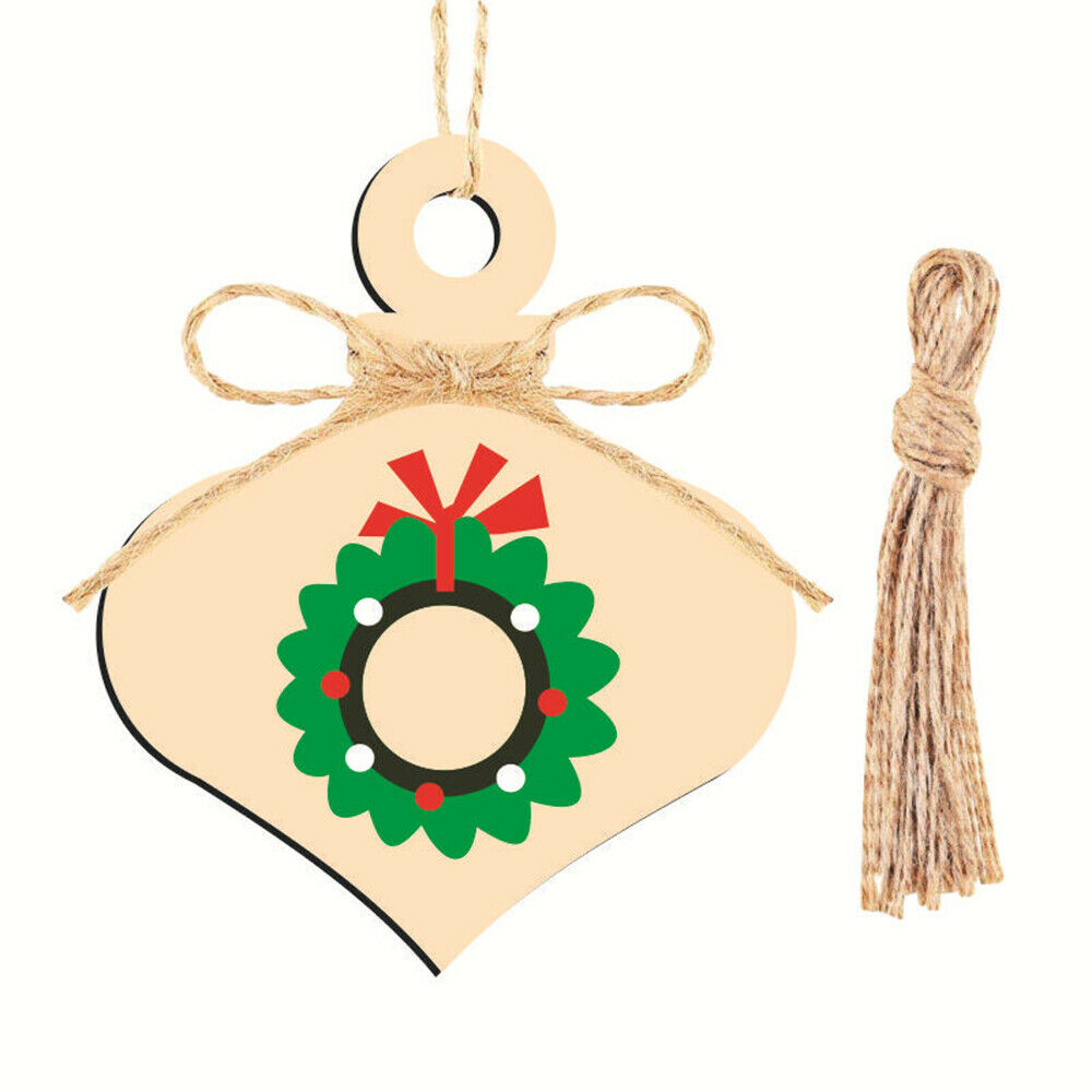 10X Wooden Christmas Tree Hanging Santa Pendant Xmas Ornament DIY Accessories