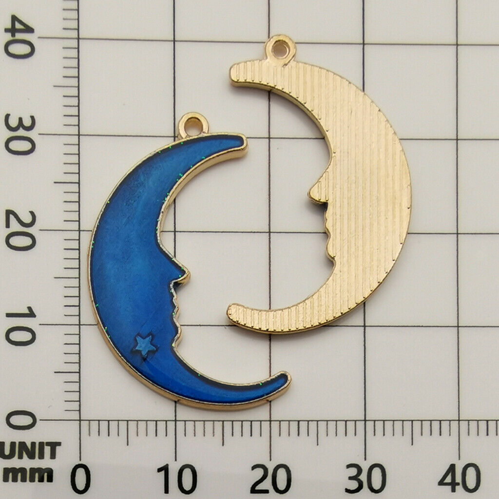 8pcs Star Moon Enamel Charms For Jewelry Making DIY Blue