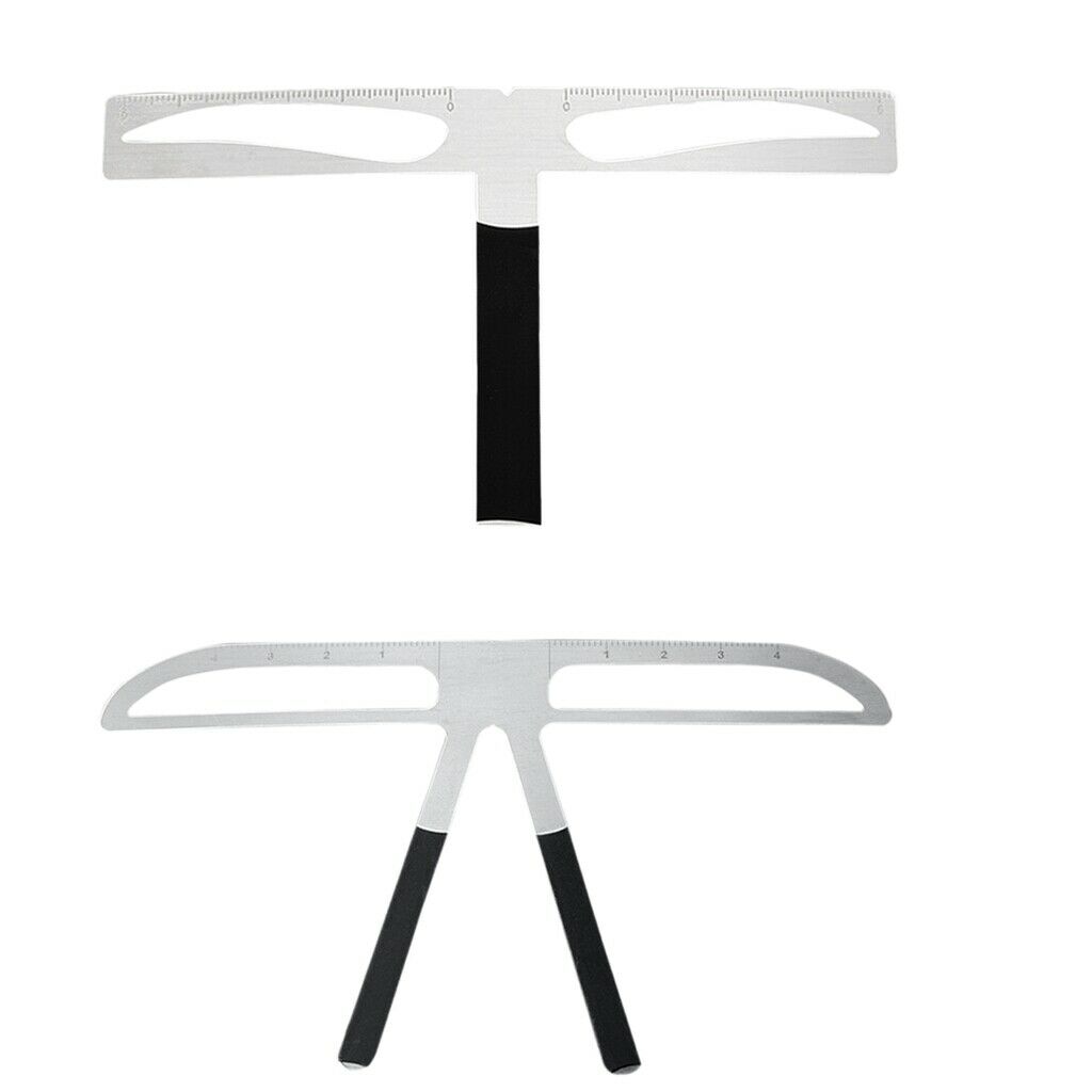 2 Type Stainless 3 Point Permanent Makeup Tool Eyebrow Caliper Stencil Ruler