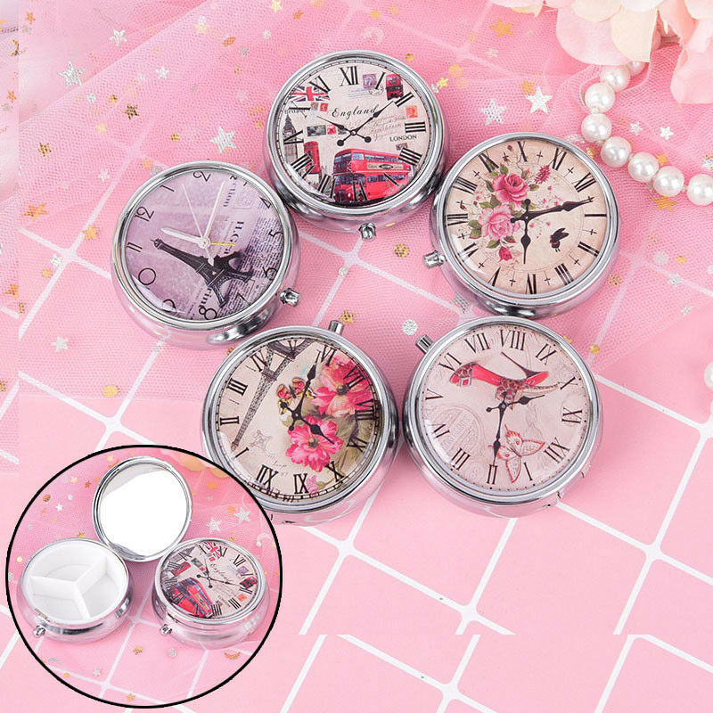 1Pc tower metal pill case medicine organizer pill box makeup storage conta.l8