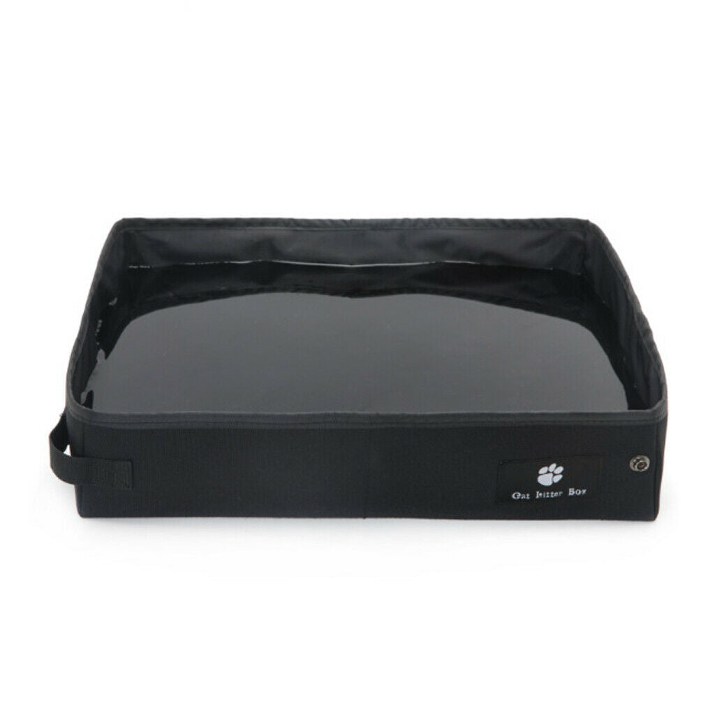 Pet Cat Litter Waterproof Box Kitty Toilet Seat Collapsible Toilet Black S
