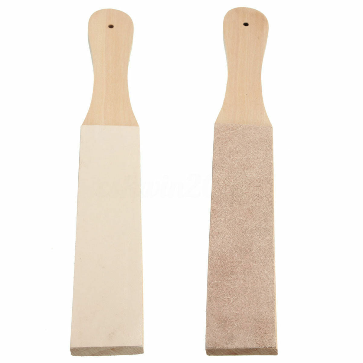 Wood Handle Leather Sharpening Strop For Razors 2 Sided Knives Polish Compound