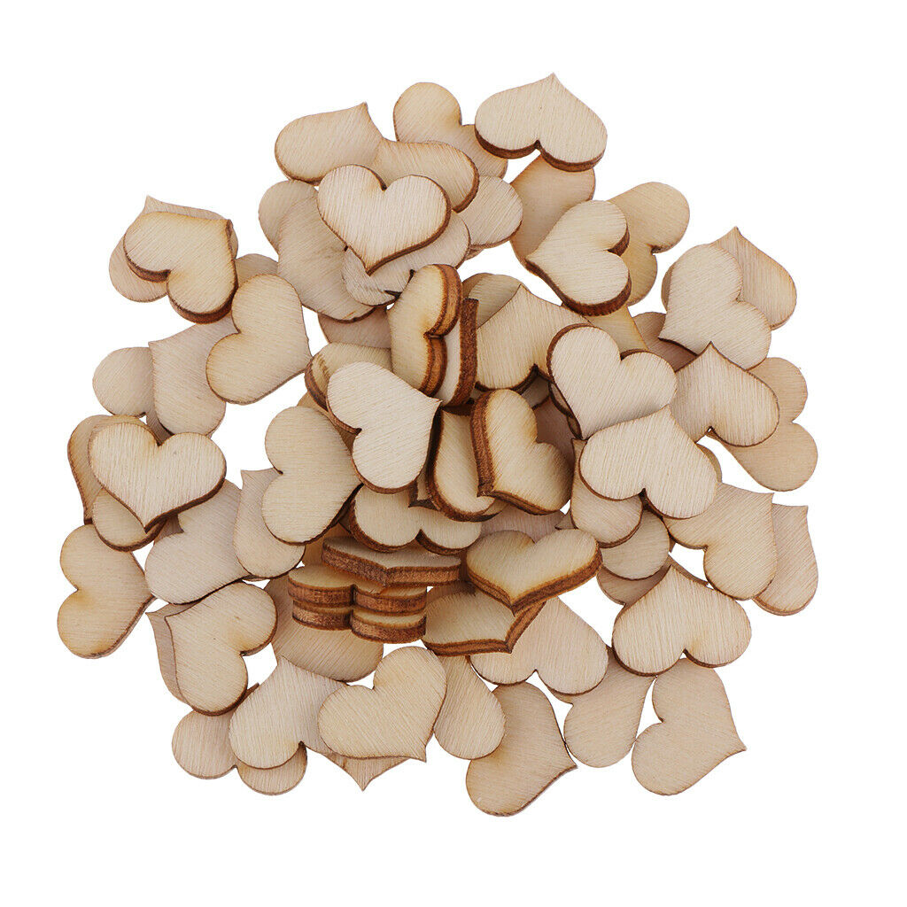 100pcs Wooden Heart Gift Tag Ornament DIY Crafts for Decoupage, Engravings