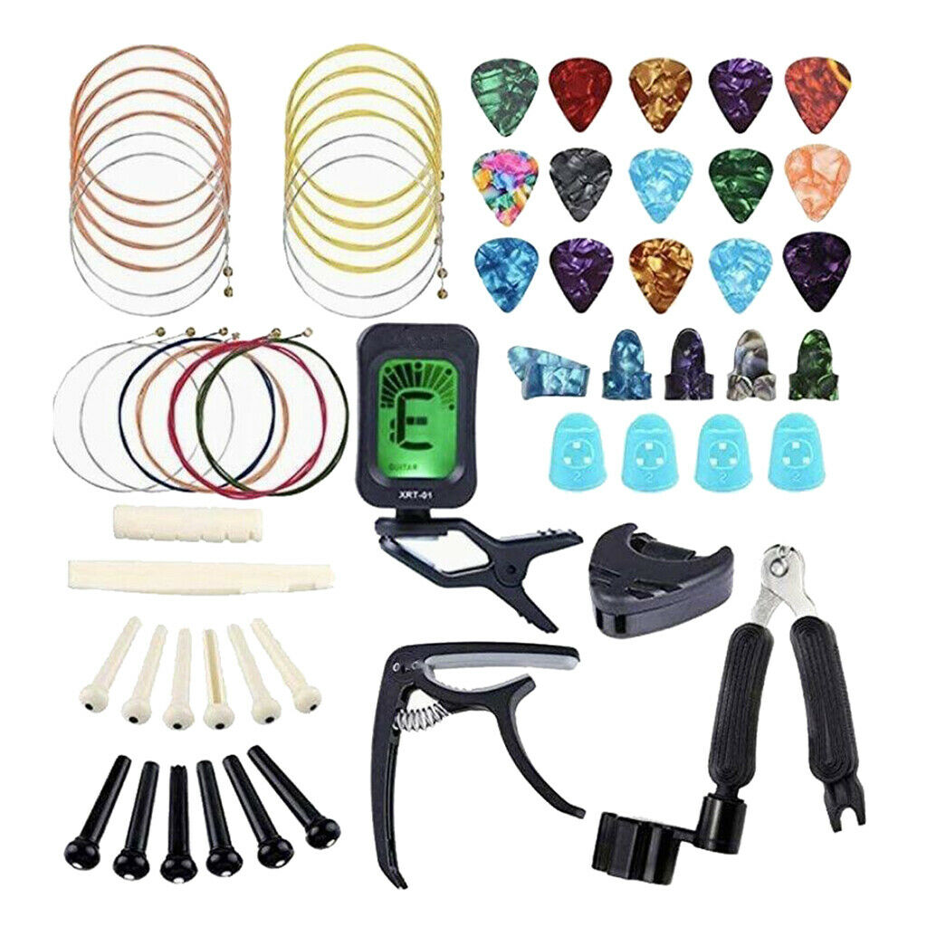 64pcs Acoustic Guitar Strings Changing Kit   Kits Guitar Tuner Tool