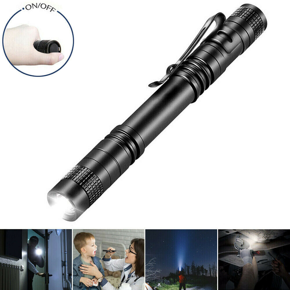 8000 Lumens LED Waterproof Lamp Clip Mini Pocket Penlight Flashlight Torch Light