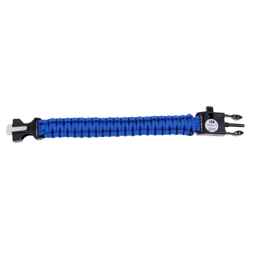 Outdoor Parachute Lanyard Survival Bracelet LED Webbing Rope Cord Blue