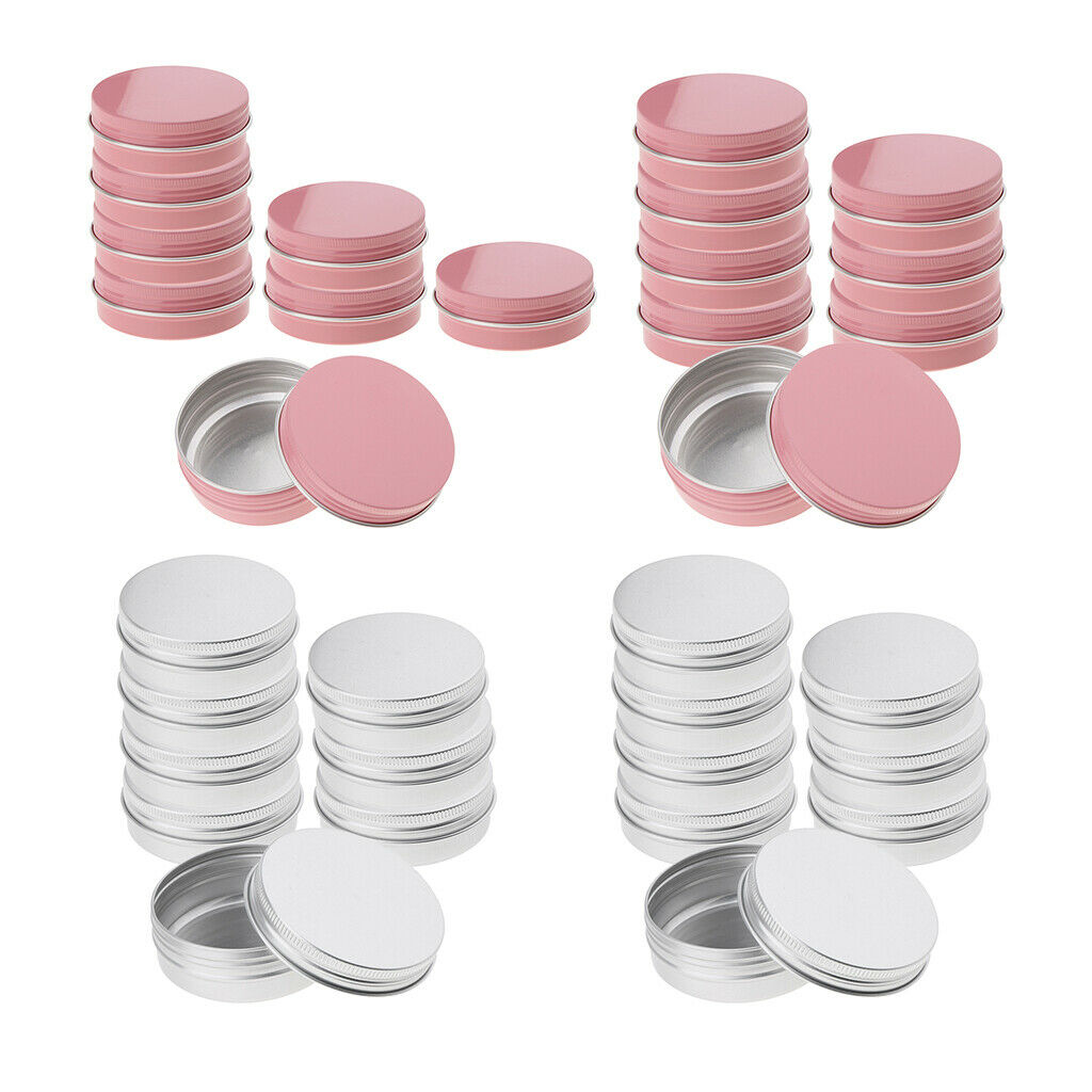 32x Screw Round Tin 60ml for Lip Balm Crafts Cosmetics Candles Storage Kits