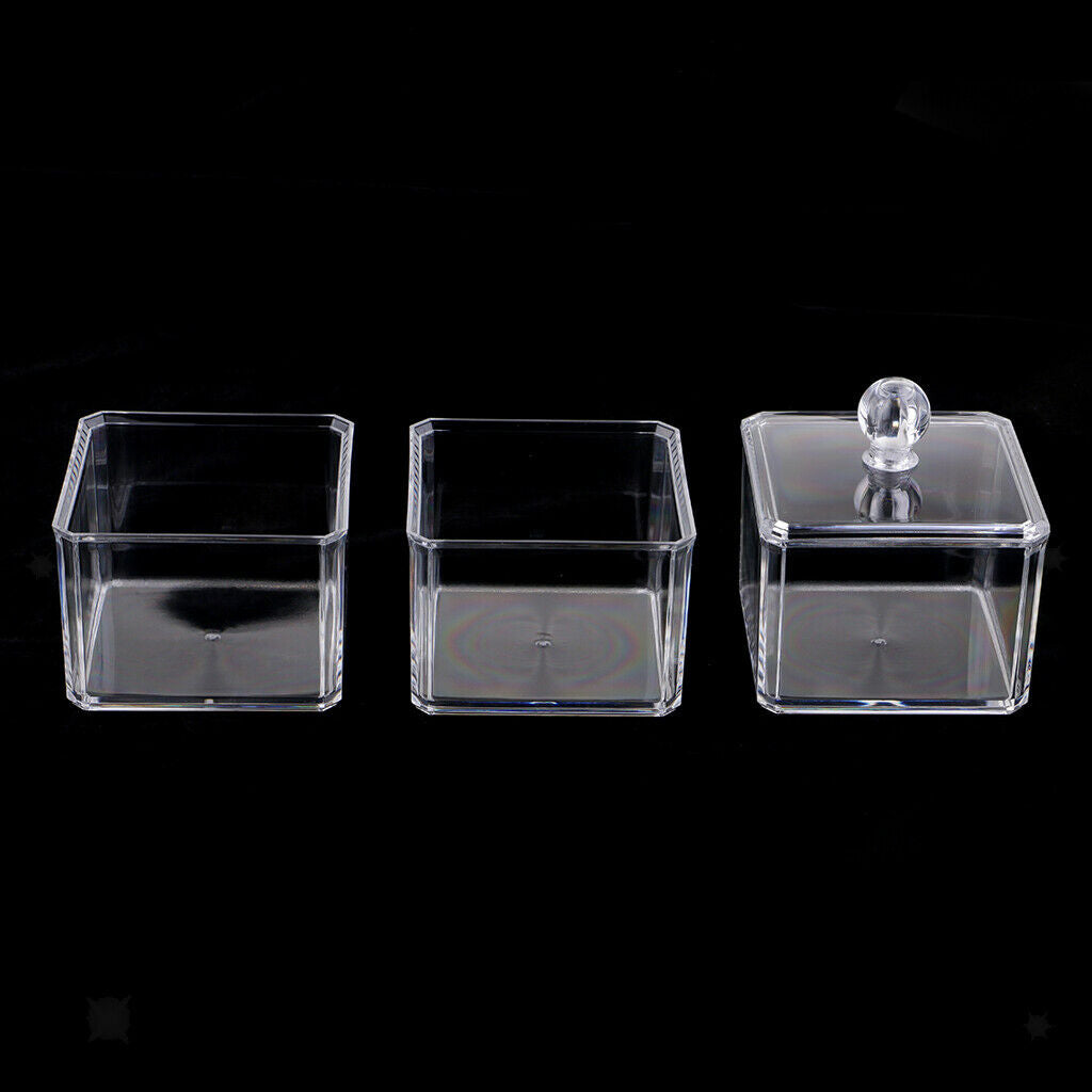 3 Stackable Clear Acrylic Kitchen Storage Box Case Makeup Container with lid