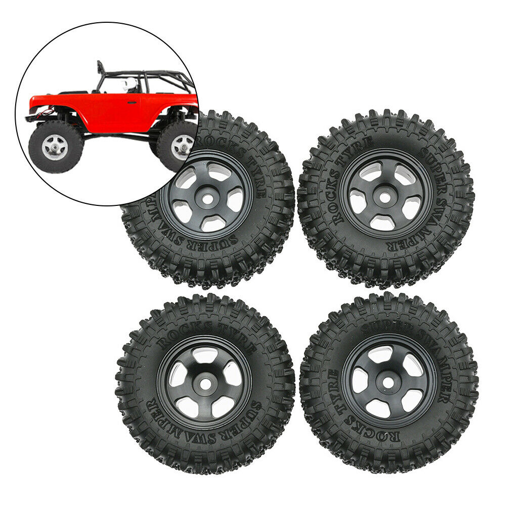 1:24 Wheel Rims Tire Tyres Kit for Axial SCX24 RC Crawler Accessories Black