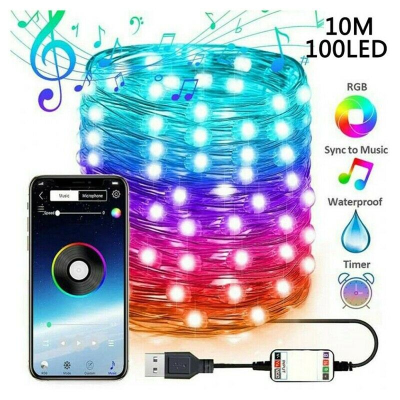 Bluetooth Smart Home LED St Lights Mobile Phone APP Copper Wire Light St 10 MeC9