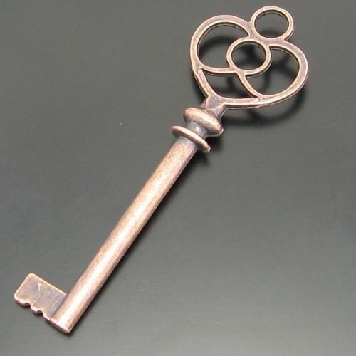10 PCS Red Bronzed Retro Key Charm Alloy Pendant Jewelry Keychain Craft 61*20mm